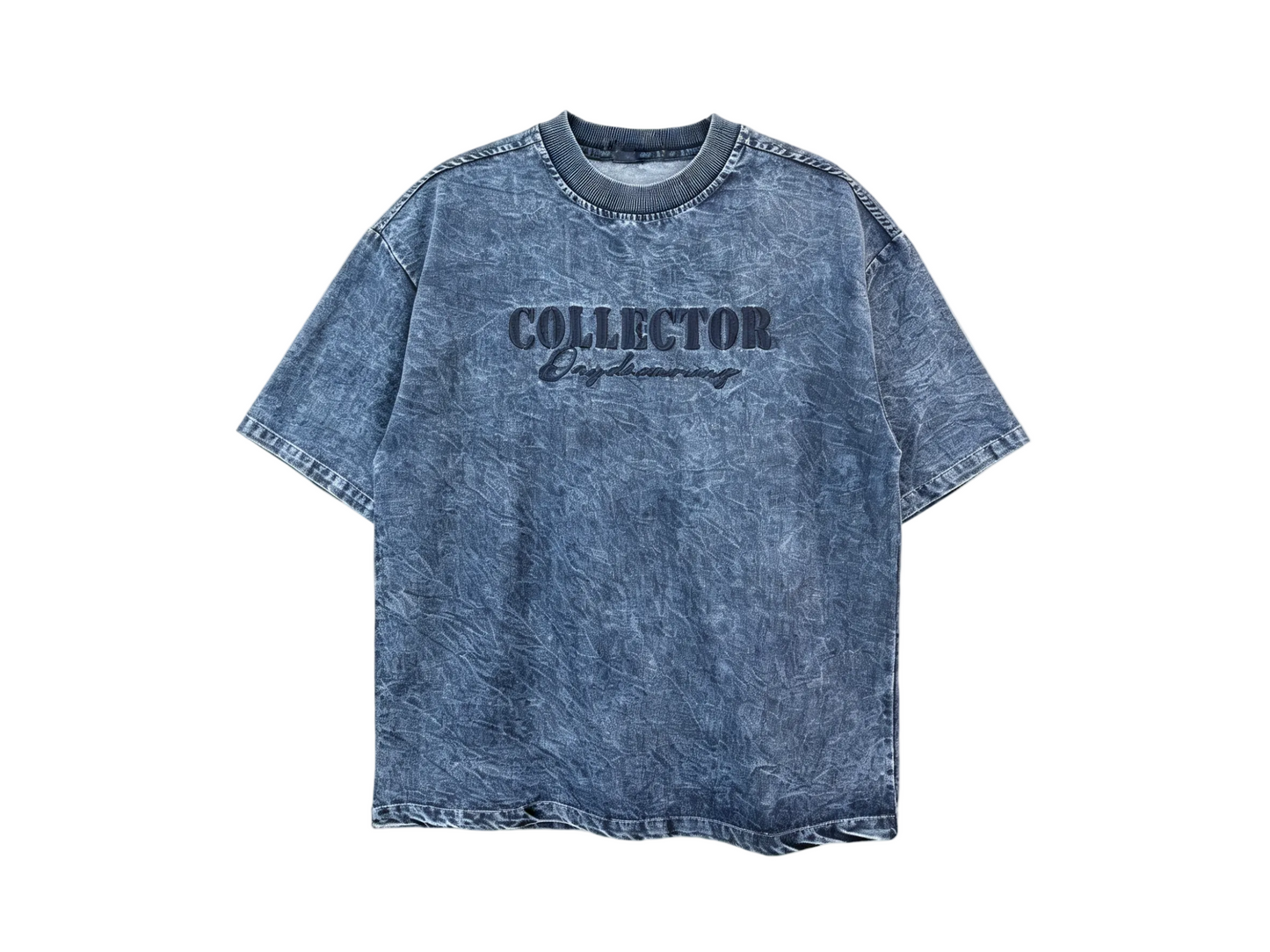 Men’s vintage washed blue graphic short sleeve T-shirt with relaxed fit