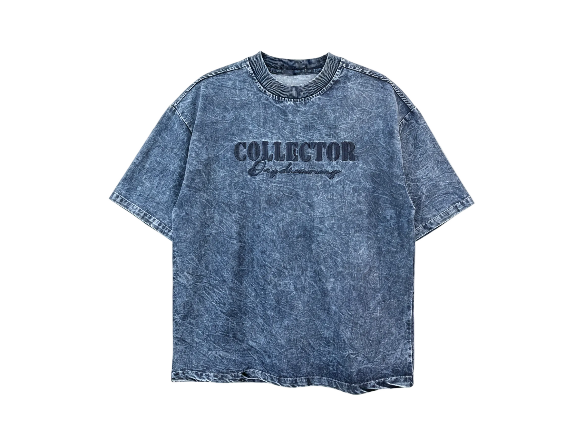 Men’s vintage washed blue graphic short sleeve T-shirt with relaxed fit