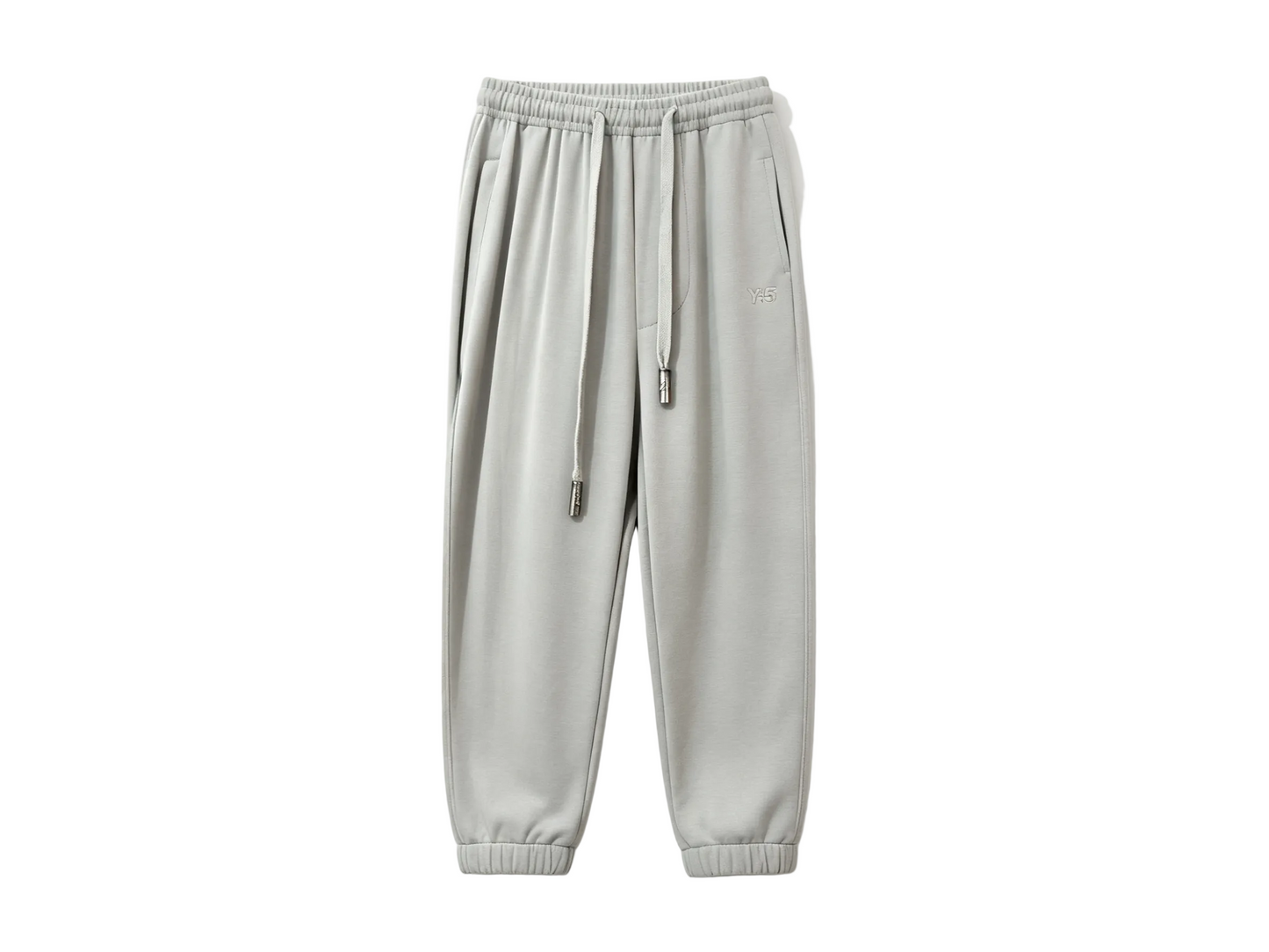 Wholesale light grey tonal embroidered jogger sweatpants with elastic cuffs